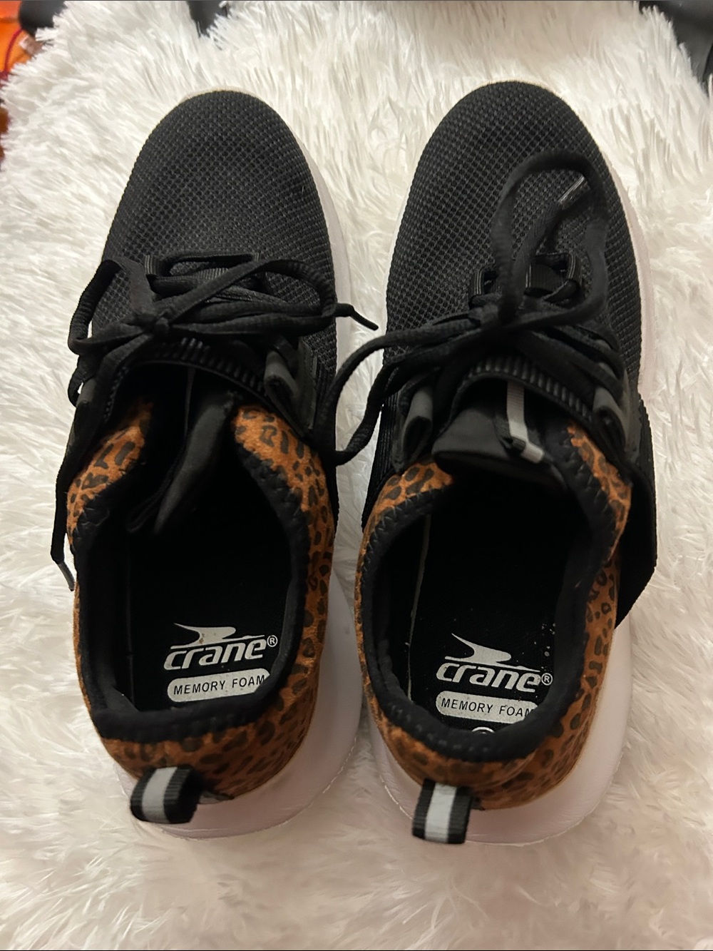 Crane Women's Black Sneakers with Leopard Trim